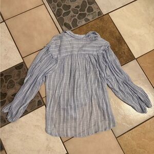 Free People Light Blue Striped Peasant Blouse